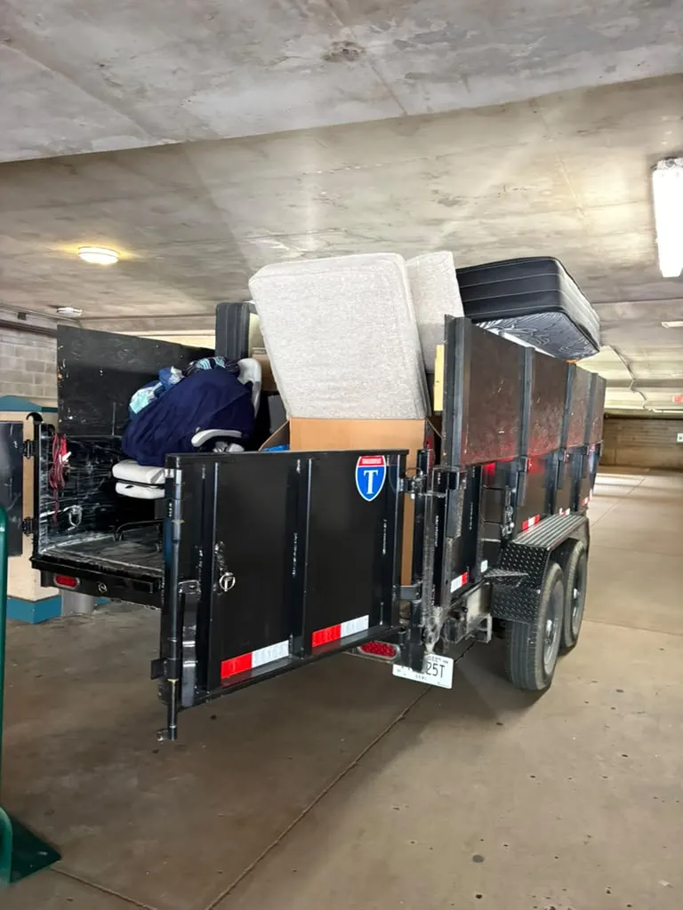 Trailer loaded with furniture for delivery